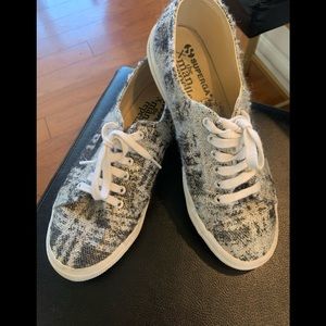 Superga X the Man Repeller silver tweed sneaker